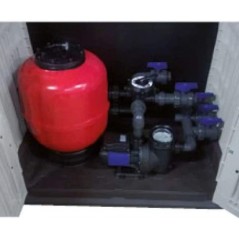 Elevated shed with STAR PLUS D. 500 filter + IRIS 100 M pump