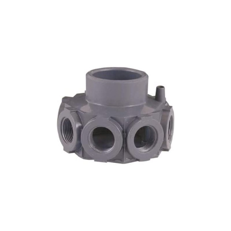 Tête collectrice 12 bras pour piscines. En PVC Ø int. 63 et ext. 75. Raccordement 3/4'' Tête collectrice 12 bras pour piscines. En PVC Ø int. 63 et ext. 75. Raccordement 3/4''