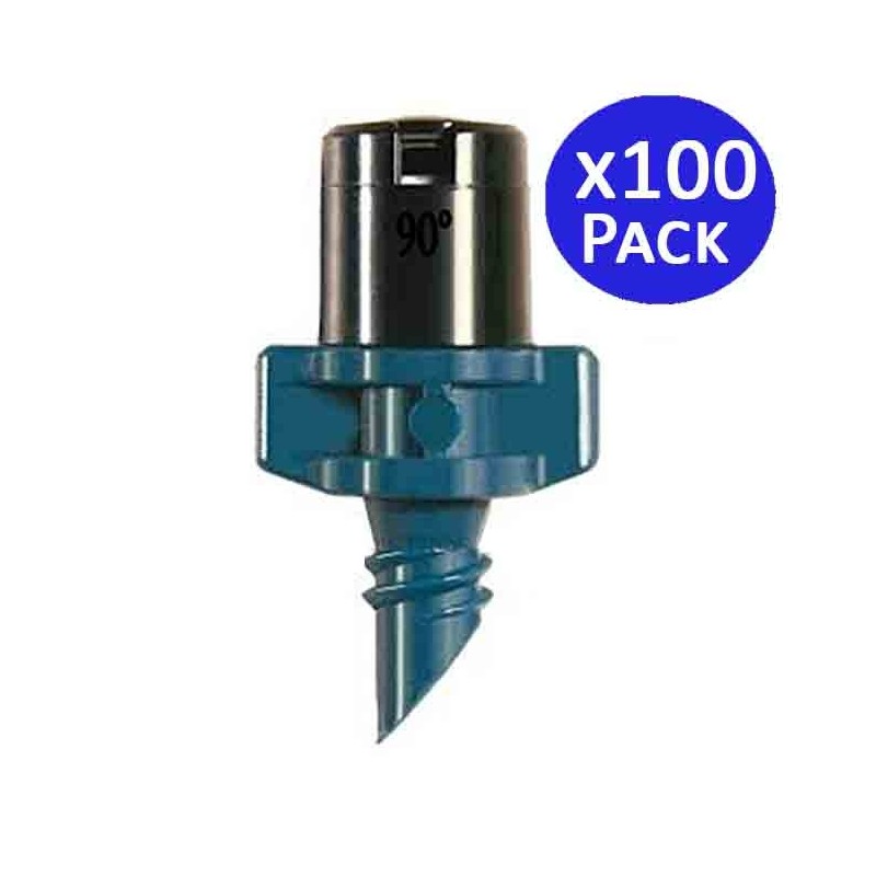 Lot de 100 Arroseur d'irrigation 90º de système de Micro-Drip, Arrosage: Tête de pulvérisation 2 a 2,8 mètres Lot de 100 Arroseur d'irrigation 90º de système de Micro-Drip, Arrosage: Tête de pulvérisation 2 a 2,8 mètres