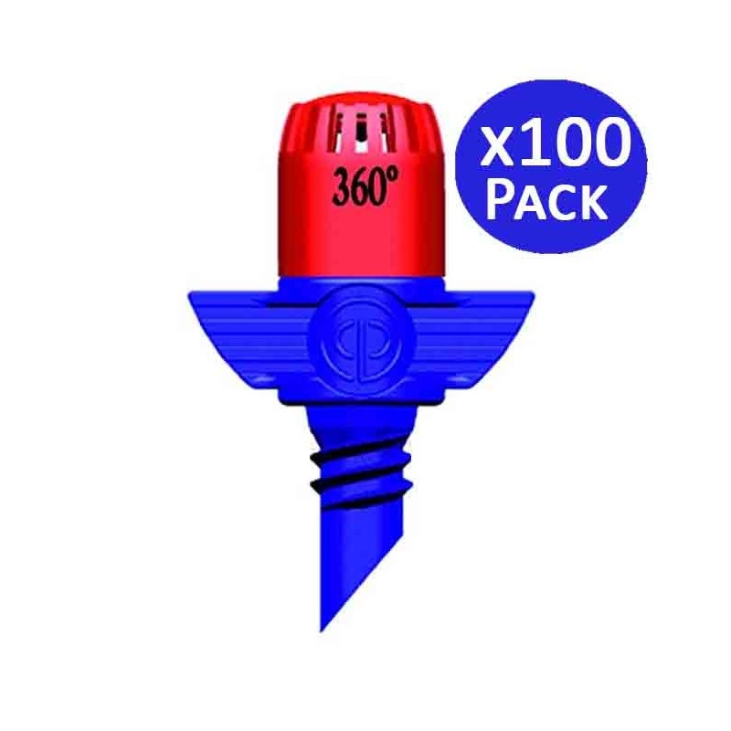 Lot de 100 Arroseur d'irrigation 360º de système de Micro-Drip, Arrosage: Tête de pulvérisation 2,3 a 3 mètres Lot de 100 Arroseur d'irrigation 360º de système de Micro-Drip, Arrosage: Tête de pulvérisation 2,3 a 3 mètres