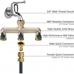 BRASS GARDEN TAP DERIVATION 3 OUTPUTS 3 / 4H x 3 / 4M x 3 / 4M