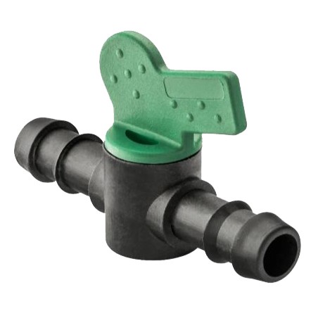 Gerilltes Ventil 16 mm für Tropfschläuche. Absperrventil für die Tropfbewässerung