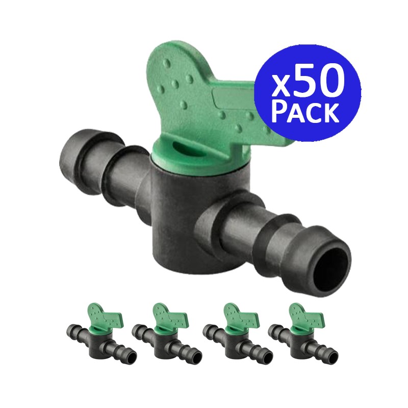 Lot de 50 Vanne Commutation d'Irrigation, Robinet d'arrosage goutte à goutte 16mm, valve 16 mm