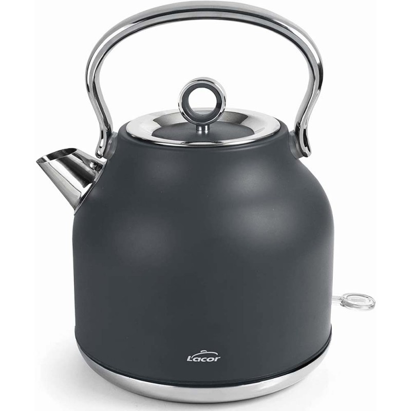 Bouilloire rétro Lacor, technologie STRIX, finition gris mat - 1,7 litres