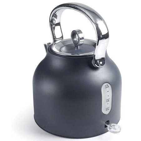 Bouilloire rétro Lacor, technologie STRIX, finition gris mat - 1,7 litre