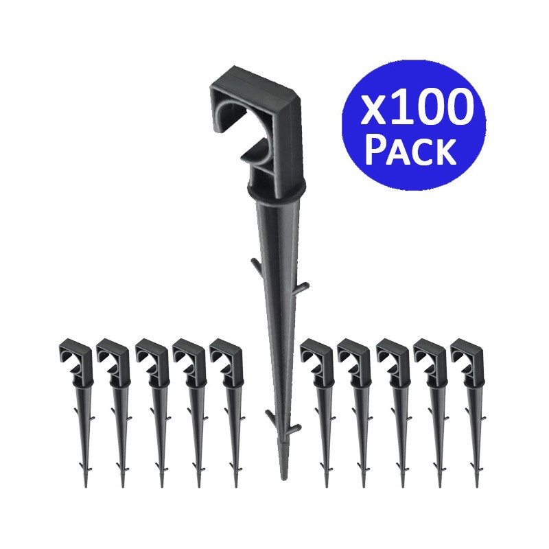 Lot de 100 Crampon de fixation plastique, Piquets de Fixation 16mm pour Ligne d'égouttement, tuyaux d'arrosage et tuyaux gouteur Lot de 100 Crampon de fixation plastique, Piquets de Fixation 16mm pour Ligne d'égouttement, tuyaux d'arrosage et tuyaux gouteur
