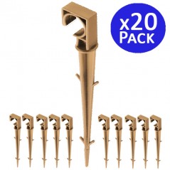 Pacote com 20 pontas de suporte para tubo de gotejamento marrom de 16 mm