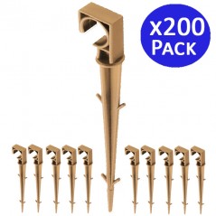 Pacote com 200 estacas de retenção de tubo de gotejamento marrom de 16 mm