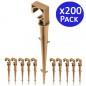 Lot de 200 Crampon de fixation plastique, Piquets de Fixation 16mm pour Ligne d'égouttement, tuyaux d'arrosage, marron Lot de 200 Crampon de fixation plastique, Piquets de Fixation 16mm pour Ligne d'égouttement, tuyaux d'arrosage, marron