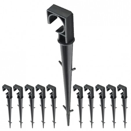 Pack 10 x Piqueta sujeta tubo 16mm negra