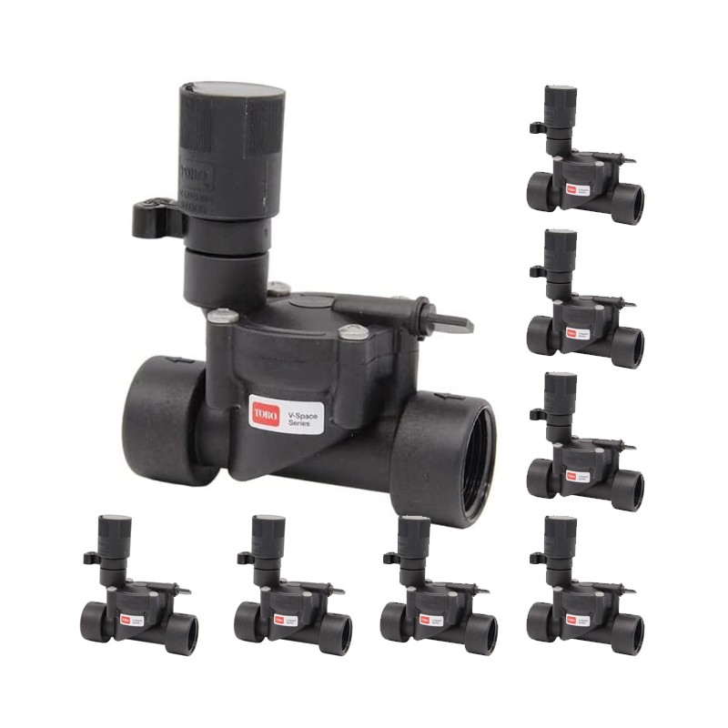 Set di 8 Elettrovalvola per irrigazione Toro VSPACE, filettatura femmina 3/4'', 24 V, misura piccola