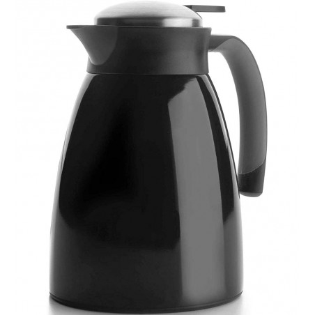Garrafa térmica Lacor de aço inoxidável, preta - 1 litro.