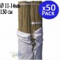 Pack 50 x Bamboo Stakes 150 cm, 11-14 mm.  Bamboo rods, ecological bamboo cane to hold trees, plants and vegetables