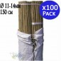 100 x Tuteur en Bambou de 150 cm, 11-14 mm, Tubes en Bambou pour Plantes et Arbres, Baguettes de bambou, Canne de bambou, Tuteur