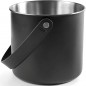 Balde de gelo de aço inoxidável preto Moon - 5,6 L - Alças de couro - Design elegante Balde de gelo de aço inoxidável preto Moon - 5,6 L - Alças de couro - Design elegante