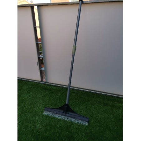 Spazzola per erba artificiale, manico telescopico, manico in acciaio, erba artificiale, rastrello, plastica