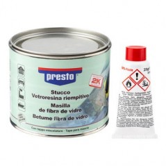 Masilla bicomponente de fibra de vidrio 1 Kg, reparación superficies de metal, madera, hormigón y plásticos