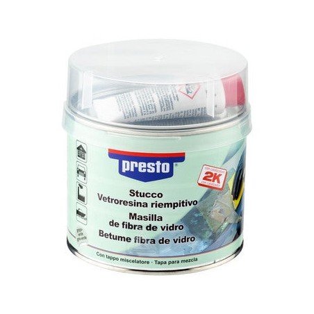 Stucco in fibra di vetro bicomponente da 250 g, ripara superfici in metallo, legno, cemento e plastica