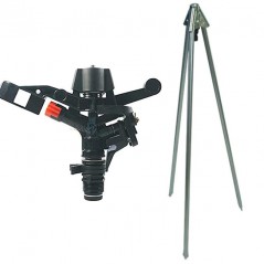 Agricultural Sprinkler Pack, 13-18 m. Adjustable from 0° to 360°. 3/4" Male Thread + 3/4" Female Metal Tripod Mount