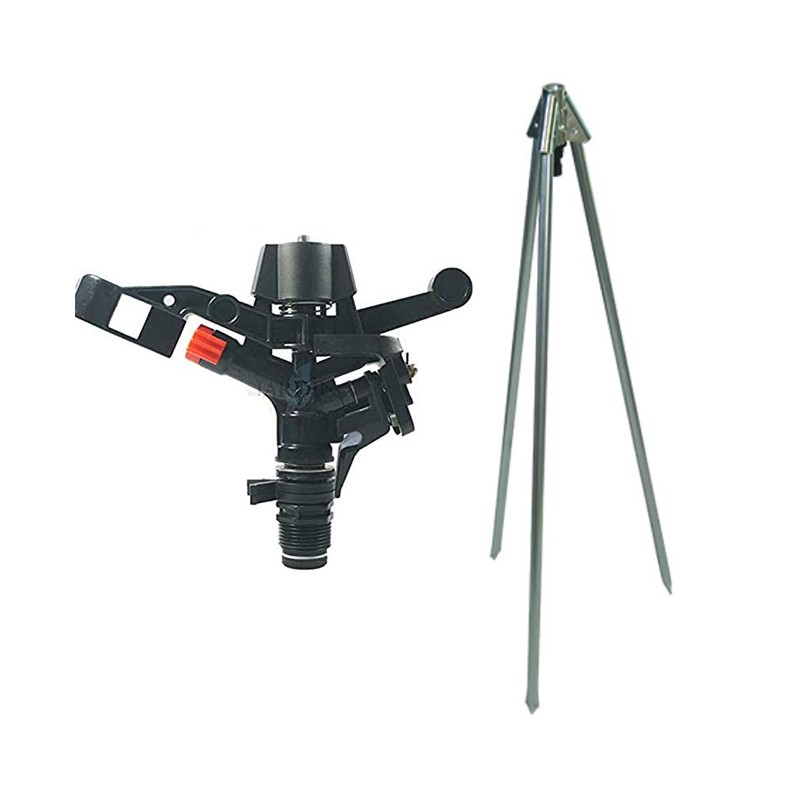 Pack Sprinkler 13-18 m, verstellbar 0° bis 360°, Außengewinde 3/4 Zoll + Halterung für Stativ aus Metall, 3/4 Zoll weiblich
