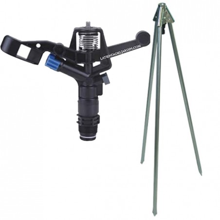 Pack d'arroseurs agricoles, 13-18 m. Circulaire 360°. Filetage mâle 3/4" + support trépied métallique femelle 3/4"