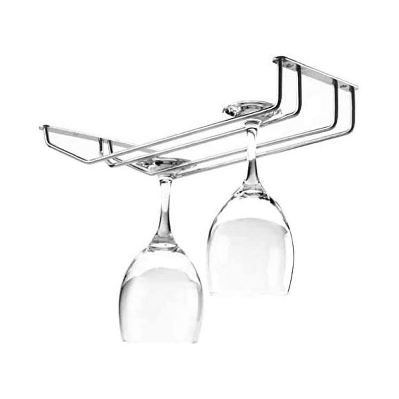 Support de suspension chromé double pour verres 34 x 20 cm