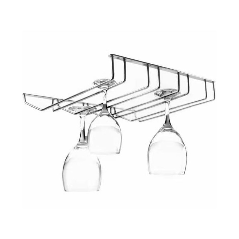 Support de suspension chromé quadruple pour verres 34 x 40 cm Support de suspension chromé quadruple pour verres 34 x 40 cm