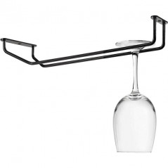 Schwarze Metall-Aufhängehalterung, Edelstahl, 34 x 10 cm.