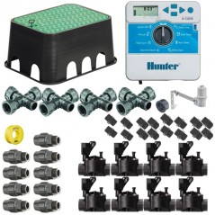 Kit de irrigação automática Hunter-Rain Bird de 8 zonas e 24 V para tubos de 25 mm