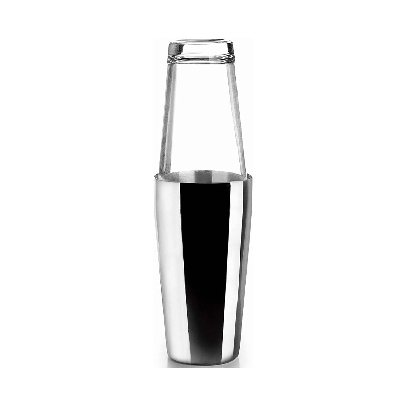 Shaker à cocktail professionnel en acier inoxydable avec 2 verres, capacité 800 ml + 500 ml [Gris]