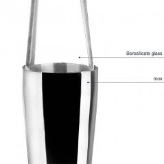 Cocktail Shaker Professionale in Acciaio Inox con 2 Bicchieri, Capacità 800ml + 500ml [Grigio]..