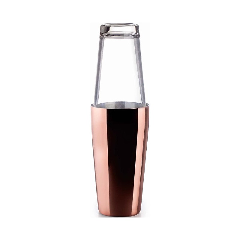 Shaker Professionale per Cocktail in Acciaio Inox con 2 Bicchieri, Capacità 800ml + 500ml [Rame].