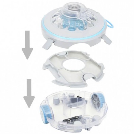 Robot nettoyeur de piscine à batterie pour piscines hors sol.
