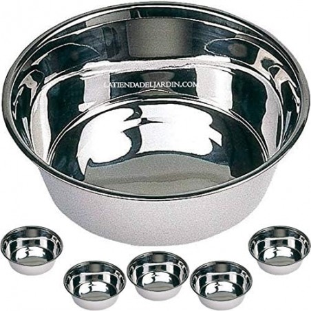 Pack of 6 x Dog Food and Water Bowls, Ø29 cm. 4-Liter Stainless Steel Bowl for Dogs and Cats.