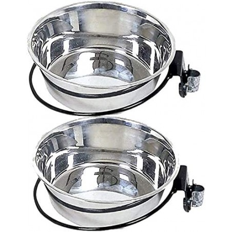 Pack of 2 x 1.75 litre stainless steel dog feeder and waterer