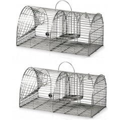 Lot de 2 Piège Vivant Réutilisable 44x22x19 cm Piège d'animaux Cage pour Martres, Chats, Renards, Raton Laveur