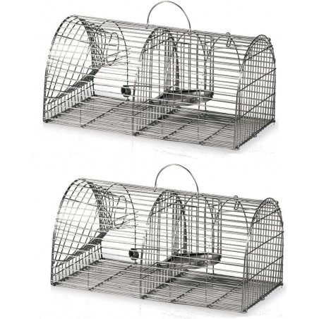 Lot de 2 cages multi-captures à 2 compartiments, 44 x 22 x 19 cm