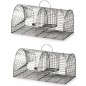 Lot de 2 Piège Vivant Réutilisable 44x22x19 cm Piège d'animaux Cage pour Martres, Chats, Renards, Raton Laveur Lot de 2 Piège Vivant Réutilisable 44x22x19 cm Piège d'animaux Cage pour Martres, Chats, Renards, Raton Laveur