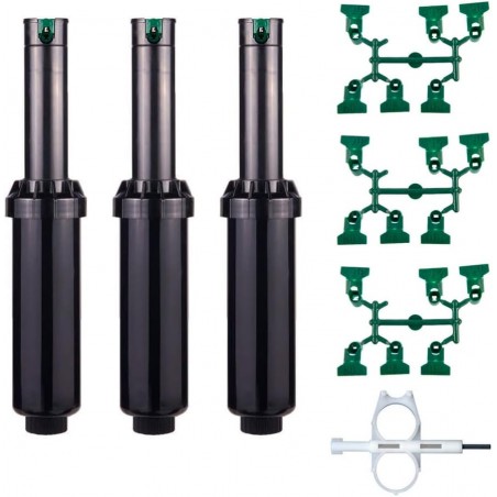 Aspersor de Irrigação Hunter SRM-04 de 1/2" - Pacote com 3 | Alcance de 4 a 9,5 metros | Aspersor de Turbina Ajustável Hunter SR