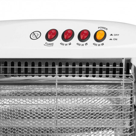 Orbegozo BP0303A halogen heater. Three heat settings: 400, 800, and 1,200 W. Instant heat emission. Oscillating system.