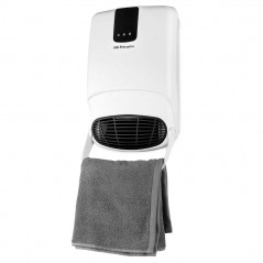 Calefactor de baño IP23, Calefactor de pared Orbegozo 1000-2000W, Programable, Accesorio incluido para colgar toallas