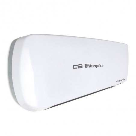 Stufa in ceramica a parete divisa Orbegozo. Bagno speciale (IP 22). Due potenze: 1000-2000W. Modalità ventola.