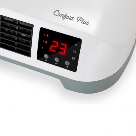 Orbegozo split ceramic wall heater. Specially designed for bathrooms (IP 22). Two power levels: 1000-2000W. Fan mode.