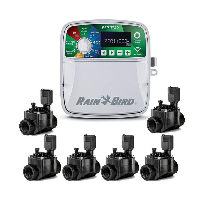 Automatischer elektrischer Bewässerungsprogrammierer ESP-TM2 6 Zonen Indoor Rain Bird + 6 Elektroventile 100HV 24V 1