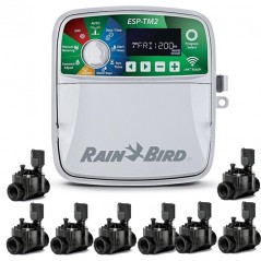 ESP-TM2 Electric Automatic Irrigation Programmer 8 Indoor Rain Bird Zones + 8 Solenoid Valves 100HV 24V 1"