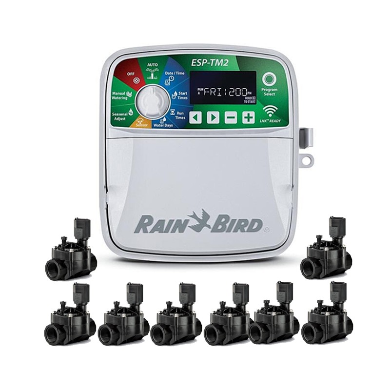 Controlador de Irrigação Interna Rain Bird ESP-TM2 de 8 Zonas | Irrigação Automática de Jardim | 8 Válvulas Solenoides, 100 HV, Controlador de Irrigação Interna Rain Bird ESP-TM2 de 8 Zonas | Irrigação Automática de Jardim | 8 Válvulas Solenoides, 100 HV,
