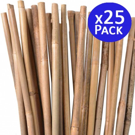 25 x Tutor de bambu natural 105 cm, 8-10 mm. Varillas de bambu ecologicas para sujetar arboles, plantas y hortalizas