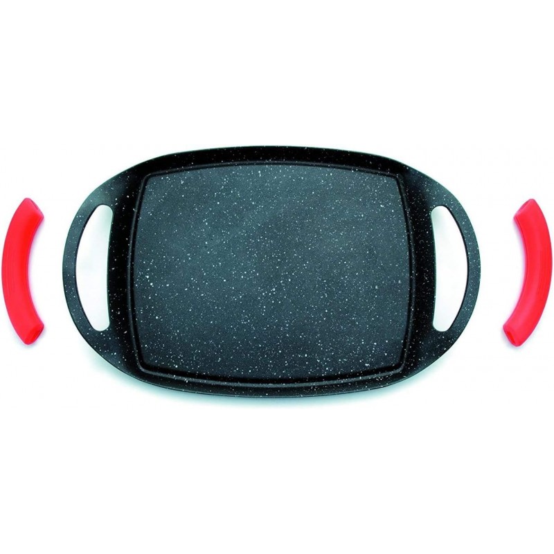 Placa de grelha revestida a pedra 36 cm para todos os tipos de fogões, indução e forno, revestimento antiaderente Placa de grelha revestida a pedra 36 cm para todos os tipos de fogões, indução e forno, revestimento antiaderente