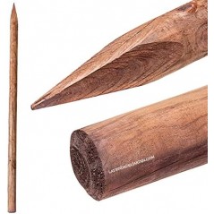 Tuteur en bois 150 cm, diamètre. Poteau en bois rond avec pointe, palissade, Piquet de fixation 