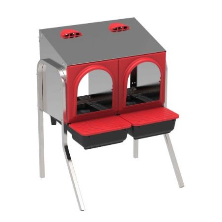 Chicken nesting box with 2 compartments, 57x47x77 cm, with legs